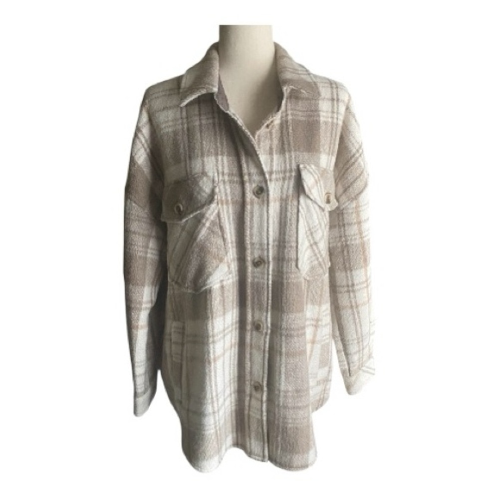 NWOT-SO-SHACKET-CREAMS AND TAN COLORS-SIZE XL